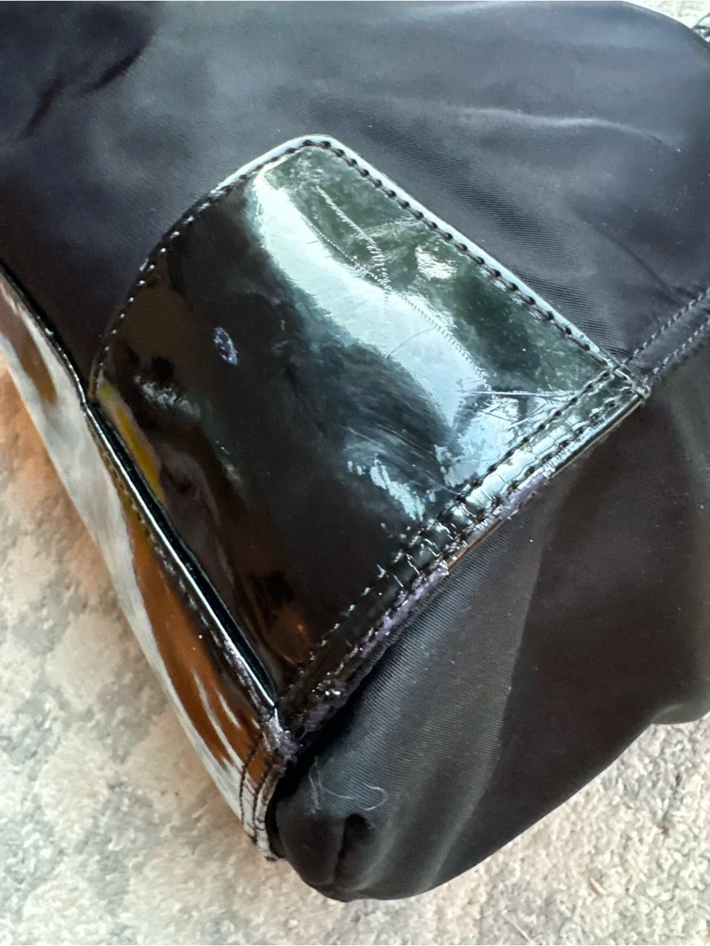 Tory Burch Black Nylon Tote with Patent Logo